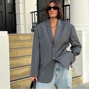 The Frankie Shop Bea Blazer Charcoal Gray